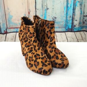 TOPSHOP Miles'‎ Genuine Calf Hair Leopard Print Booties